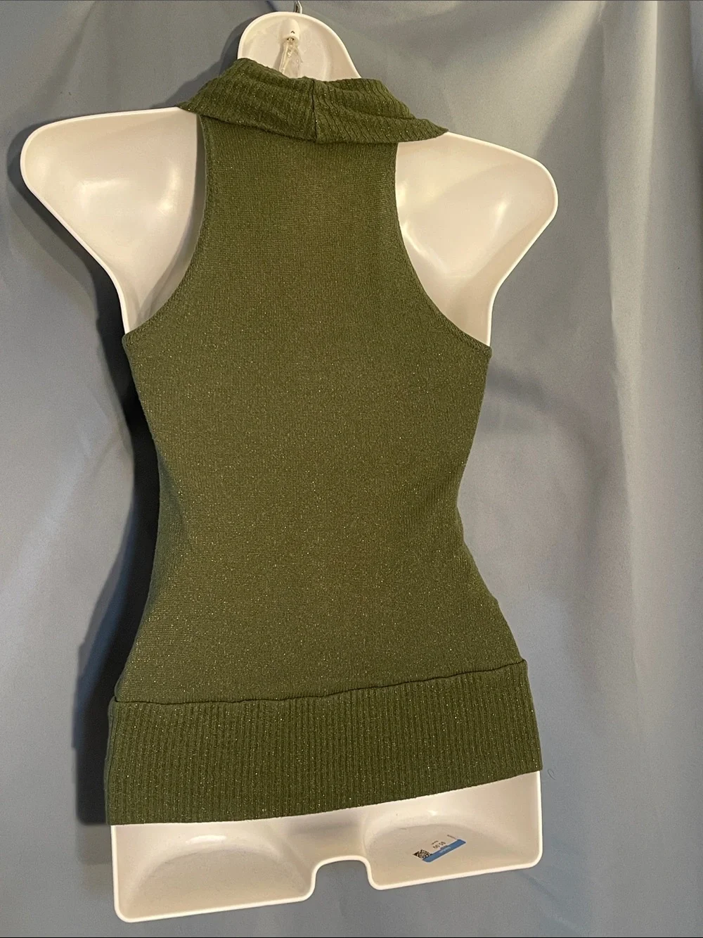 Sleeveless Olive Cowl Neck Knit Top